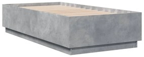 betonszürke szerelt fa ágykeret 75 x 190 cm