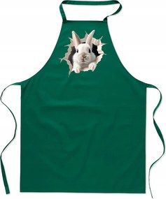 Konyhai Kötény pamut zöld lyuk Nyuszi FA_473_z