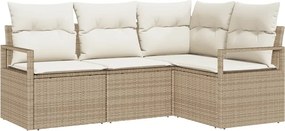 vidaXL Kanapé Szett 4 pcs Bézs polirattan