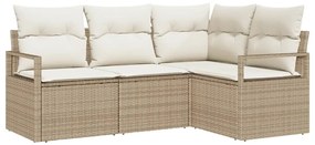 vidaXL Kanapé Szett 4 pcs Bézs polirattan