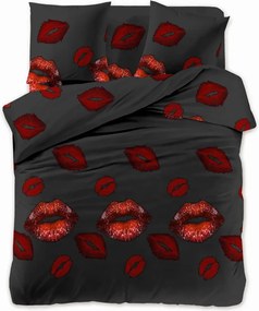 Mikroszálas ágyneműhuzat RED KISS fekete Ágyneműhuzat mérete: 70 x 80 cm | 140 x 200 cm