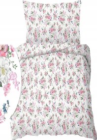 Krepp ágyneműhuzat 140x200+70x90cm Almavirágok fehér alapon