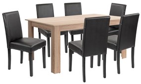 Leon 6+1 étkező garnitúra sonoma tölgy-fekete