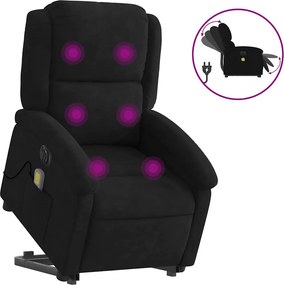 vidaXL elektromos felállást segítő fekete bársony masszázsfotel