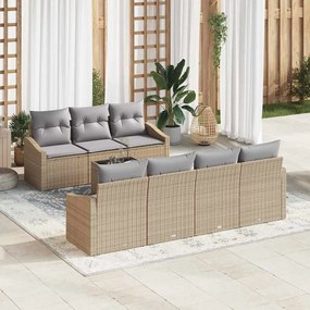 Kerti Kanapé Szett 8 pcs Beige és Világosszürke 55 x 55 x 37 cm