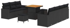 vidaXL Kerti Kanapé Szett párnával tárolóval 10 pcs Fekete