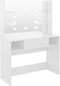 vidaXL fényes fehér LED-es MDF sminkasztal 100 x 40 x 135 cm