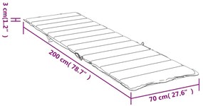 zöld oxford szövet napozóágy párna 200 x 70 x 3 cm