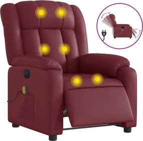 vidaXL bordó műbőr elektromos dönthető masszázsfotel