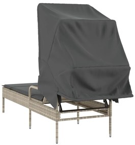 világosszürke polyrattan napozóágy tetővel