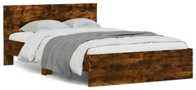 füstös tölgy színű ágykeret fejtámlával és LED-del 140x190 cm