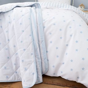 Fehér-kék pamut steppelt gyerek ágytakaró 135x190 cm Mini Star &amp; Stripes – Bianca