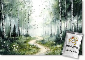 Fotótapéta Flizelina Erdő Nyírfák Út Gomba Ösvény 200x140 ragasztó