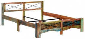 Vintage Fa Ágykeret - Tömör Újrahasznosított Fa, 166x212 cm, Egyedi Kivitelezés - Stabilitás és Elegancia Otthonában!