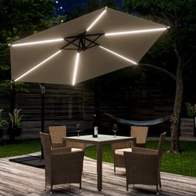 Deuba LED napernyő Mali Ø350 cm - krém