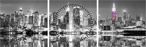 Kép - New York és a lila felhőkarcoló (órával) (90x30 cm)