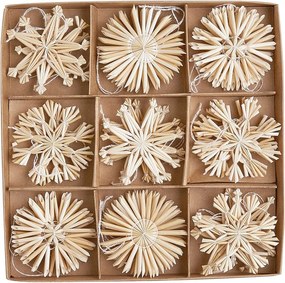X-MAS szalma karácsonyfadísz készlet natúr-fehér 36 db Ø6cm