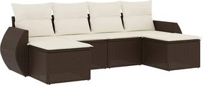 vidaXL 6 részes barna polyrattan kerti ülőgarnitúra párnával