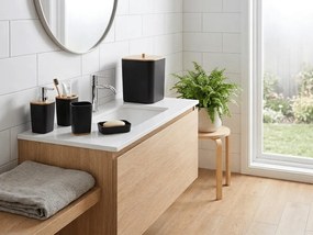 Fürdőszobai szett NATUREO 6 db, bambusz/fekete