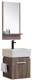 Capri Wood 45 komplett fürdőszoba bútor fali mosdószekrénnyel, kerámia mosdóval és tükörrel