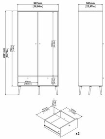 Antracitszürke ruhásszekrény 99x200 cm Bodo – Tvilum