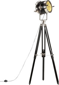vidaXL fekete háromlábú tömör mangófa állólámpa 171 cm
