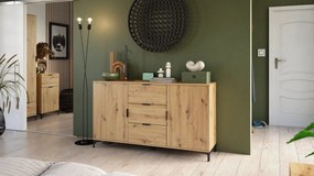 Mazzoni LANA S-110 dohányzóasztal Artisan Tölgy / Fekete - DOHÁNYZÓASZTAL POLCCAL