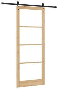 Egyszerű Csúszó Ajtó Barna 83 x 232 cm Fa és fém