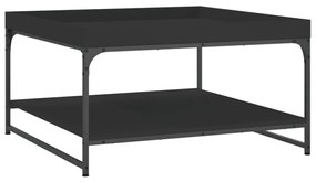fekete szerelt fa és vas dohányzóasztal 80 x 80 x 45 cm