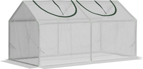 Outsunny Üvegház Ablakkal, PE Rácsos Fóliával, Acélvázas Üvegház, Erkélyre, Kertbe, 120x60x60cm, Paradicsom Üvegház Zöldségekhez, Virágokhoz, Növények