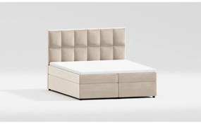 Bézs ágyneműtartós boxspring ágy 200x200 cm Flip – Ropez