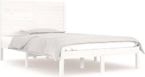 vidaXL Double fehér tömör fa ágykeret 135 x 190 cm