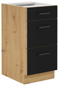 Alsó konyhaszekrény so zásuvkami Miraluna (artisan tölgy + matt fekete). 1062352