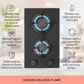 Klarstein Firetale, gázfőzőlap, 2 égő, alumínium égők, földgáz/propán