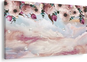 Rózsaszín virágokképe rózsaszín márvánnyal (90x60 cm)