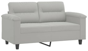 2 személyes világosszürke párnás mikroszálas szövetkanapé 120cm