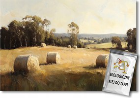 Fotótapéta Flizelina Tájkép Falu Gabonamező Széna Bálák 350x250 ragasztó