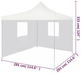 fehér acél összecsukható rendezvénysátor 2 oldalfallal 3 x 3 m