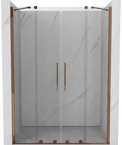 Mexen Velar Duo, nyitható tolóajtó 150x200 cm, 8mm átlátszó üveg, rózsa arany, 871-150-000-02-60