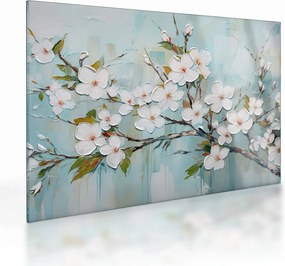 Üveg kép - Festés, virágzó faágak (70x50 cm)