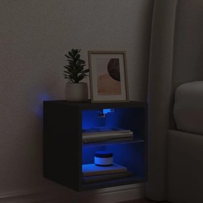 fekete fali TV-szekrény LED-világítással 30 x 28,5 x 30 cm