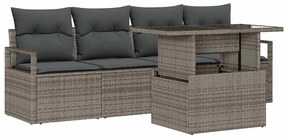Kerti Kanapé Szett tárolóval 5 pcs Szürke Poli rattan