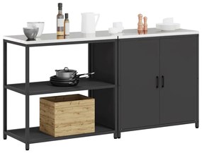 Konyhai Tároló Készlet polcokkal 2 pcs Fekete 180 x 50 x 92 cm