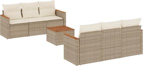 vidaXL 7 részes bézs polyrattan kerti ülőgarnitúra párnákkal