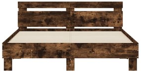 füstös tölgy színű szerelt fa ágykeret fejtámlával 140x200 cm