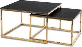 Kerámia dohányzóasztal szett fekete márvány hatású felülettel, arany kivitelben TENOR