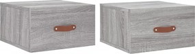 vidaXL 2 db szürke sonoma falra szerelhető éjjeliszekrény 35x35x20 cm