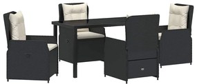 vidaXL Kert étkező szett 5 pcs Fekete polirattan