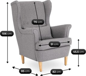 Fotel Wypoczynkowy EVAN 2 z Podnóżkiem Szary