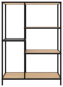 Fekete-natúr színű könyvespolc tölgyfa dekorral 80x112x35 cm Altino – Unique Furniture